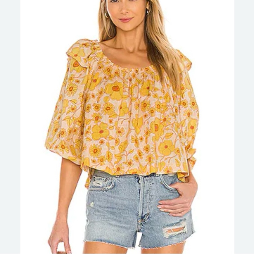 Free People Miss Daisy Printed Top in Ivory Combo large